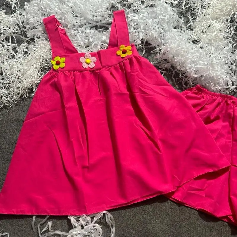 Đồ bộ đùi mặc nhà kate dây bản đính hoa size dưới 55kg Nữ Women Cotton Voi Quần Ngủ Voan