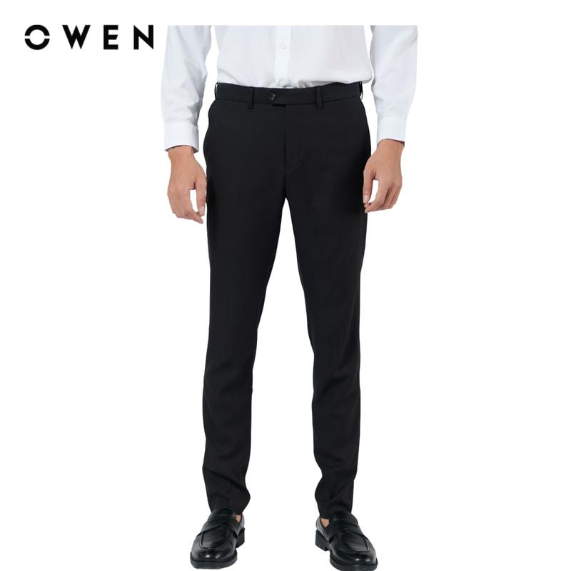  OWEN - Quần tây  Nam Regular Fit QR231502 màu Đen chất liệu Polyester-Rayon-Spandex  Hoạ tiết Trơn Menswear 