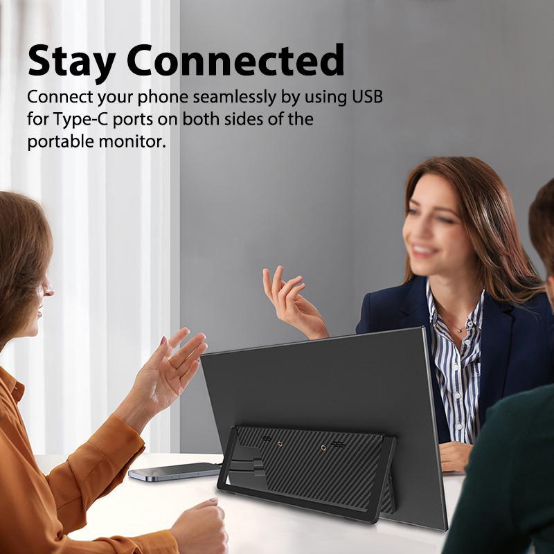 HGFRTEE 15.6 Inch Portable Monitor, 1080P FHD Laptop Monitor, USB C HDMI Computer Display, HDR Eye Care External Screen with for MAC Phone Xbox Switch PS5 3