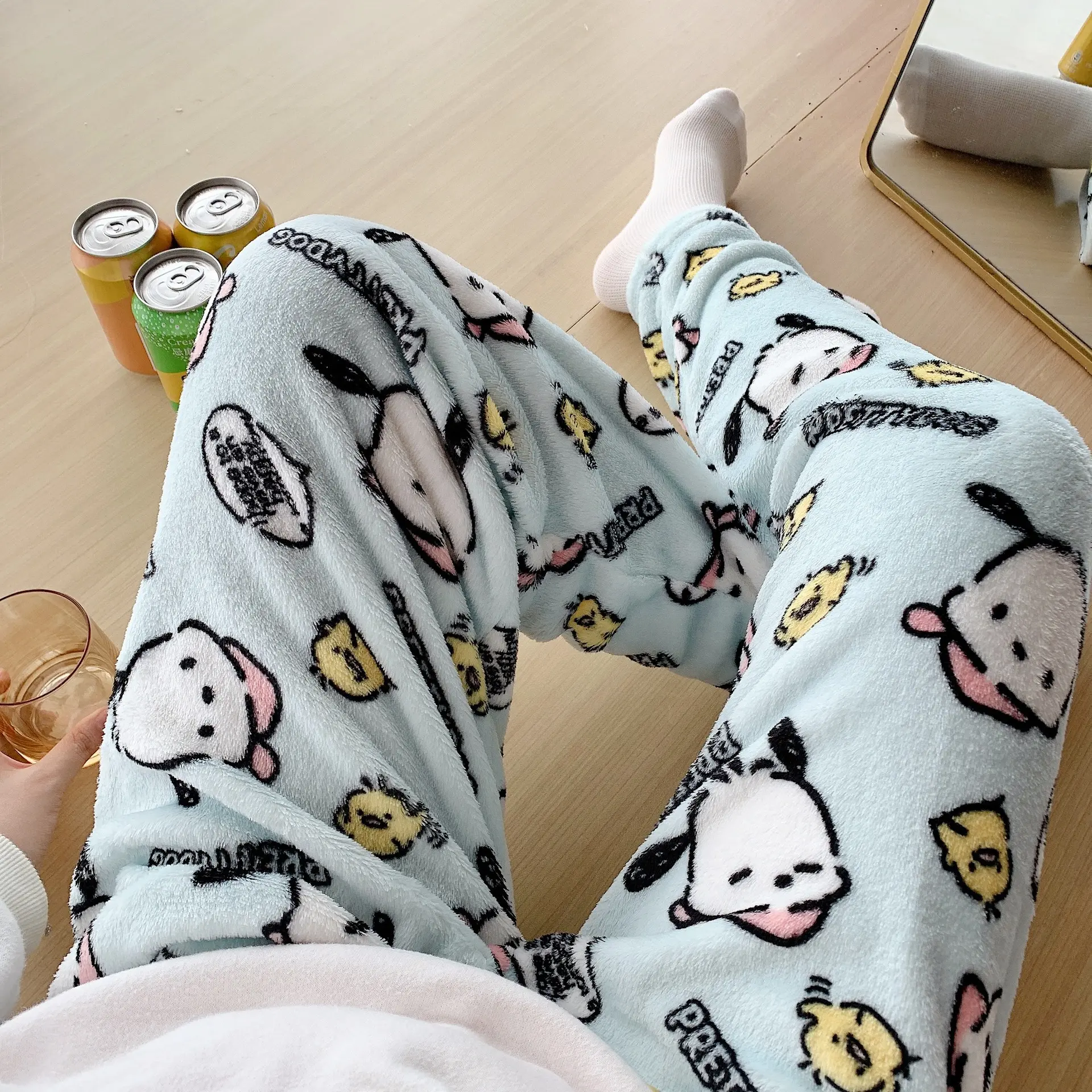 Quần Mặc Nhà Cho Nam, Chất Liệu Lông Cừu San Hô, Quần Ấm Mùa Thu Và Mùa Đông, Lót Lông Cừu vải nỉ Quần Dài Dày Và Rộng, Có Thể Mặc Ngoài Trời Áo