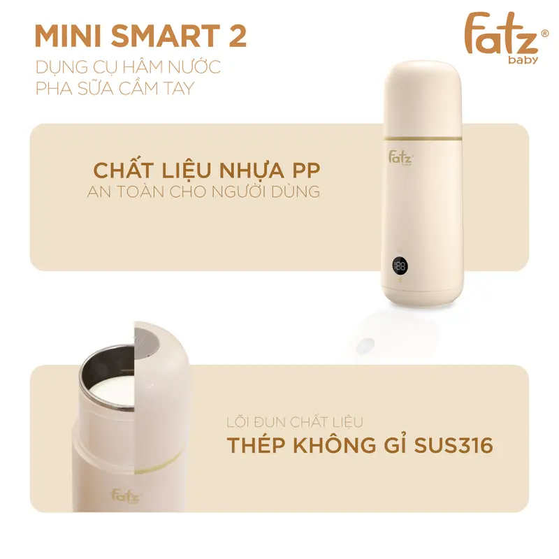 Máy hâm nước pha sữa du lịch cầm tay fatzbaby - mini smart 2 - FB3625VA binh ham nuoc phasua 5