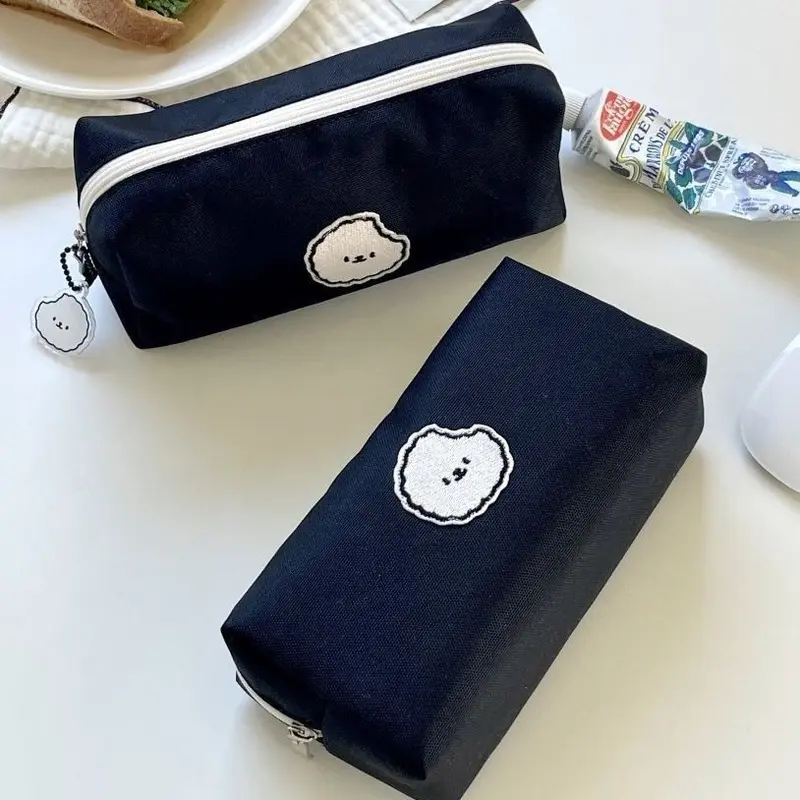 Hộp Đựng Bút Chì Màu Đen, Dung Tích Lớn, Thiết Kế Hình Chó chó Con Thích Hợp Đựng Văn Phòng Phẩm, Túi Đựng Bút, [LC] 0