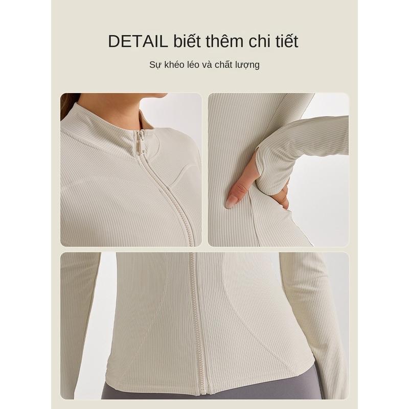 Product Introduction of [Form Nhỏ - Tăng size] [36-65kg] Áo Khoác Nữ Tập Gym, Yoga. Áo Khoác Thun Gân QC [TT21-Gân Tăm]. Áo Khoác Nữ Ôm Body Mẫu Mới [ Đồng ] Sport Chạy Bộ 32