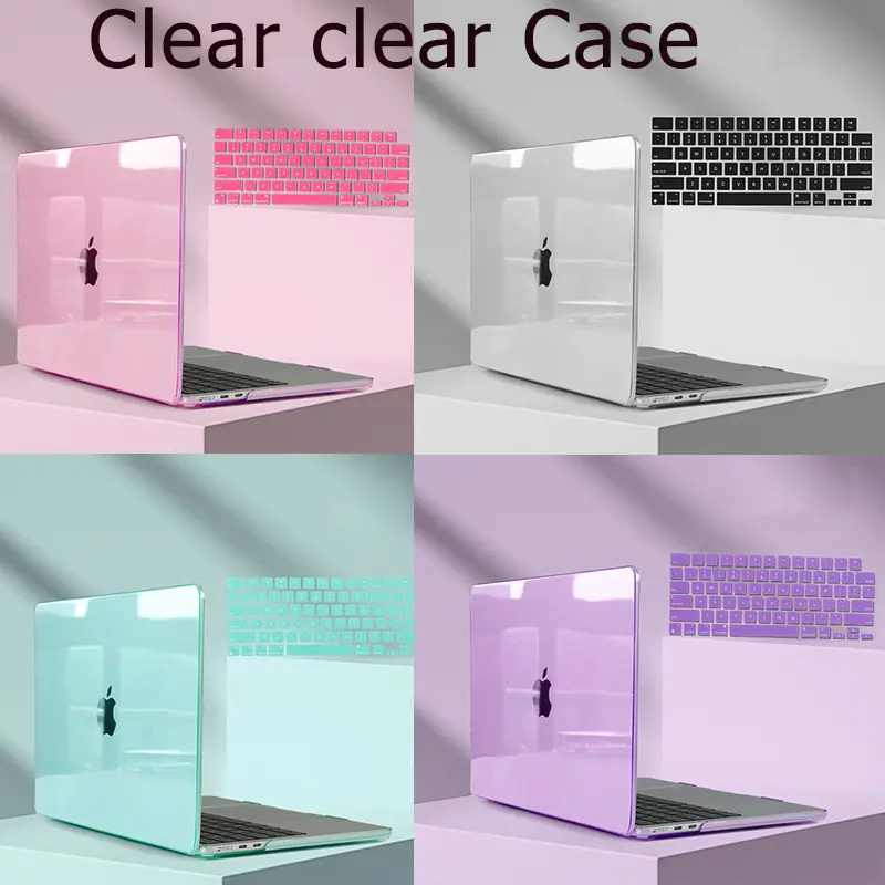 เคสคริสตัลแล็ปท็อป มาใหม่ สำหรับ MacBook Pro M4 14/16 นิ้ว และ Air 13 15 นิ้ว ปี 2023 และ Air M2 2023 และ Pro 14 16 นิ้ว รวมเชลล์แขนเสื้อ และฝาครอบแป้นพิมพ์ฟรี