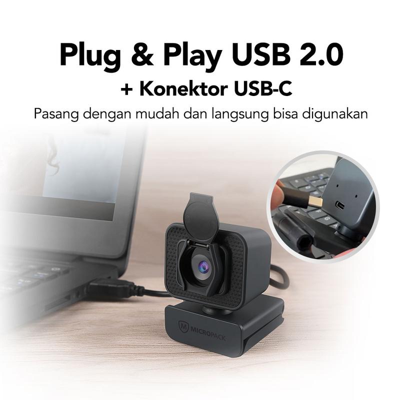 Webcam Full HD Micropack 1080P USB C Connector with Microphone & Beauty effect - MWB-15 6