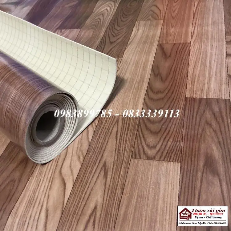 {007 Home Decoration} Thảm nhựa ( SIMILI ) trải sàn vân gỗ loại dày 1.6mm