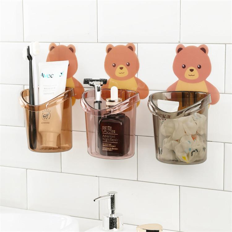 Set 3 Ly cốc đựng bàn chải kem đánh răng dán tường hình gấu Nhà Tắm