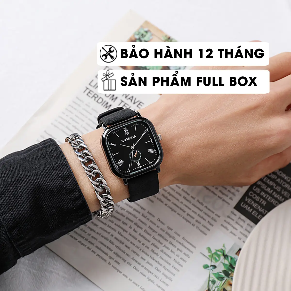 Đồng hồ thời trang nam nữ DOHORA VN 84 dây da mặt vuông kiểu dáng hiện đại thanh lịch máy pin analog 3 kim chống nước nhẹ kính chống trầy bảo hành 6 tháng phù hợp học sinh