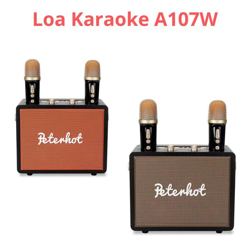 Loa karaoke bluetooth Peterhot A107W phiên bản mới, Loa karaoke không dây âm thanh đỉnh tặng kèm 2 mic có BH Củ Loa Nghe Nhạc