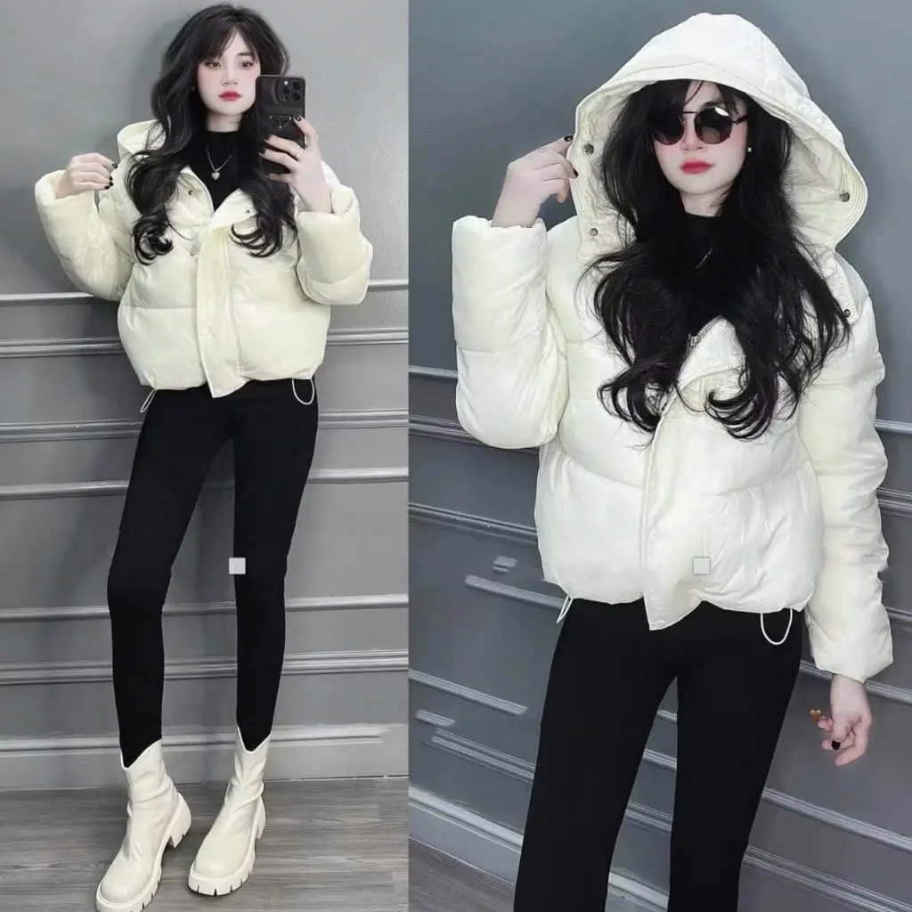 Áo phao béo mũ mùa đông Nữ freesize Top Women Jacket