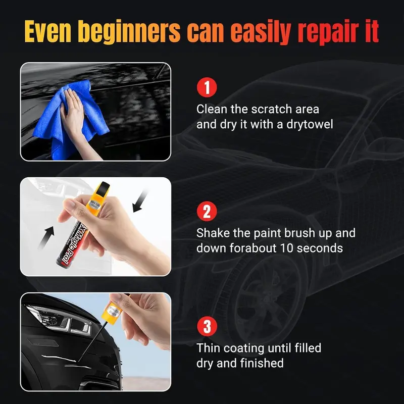 Touch Up Paint for Cars, Car Touch Up Paint Scratch Remover Pen for Vehicles Quick & Easy Solution to Erase Car Scratches Repair (Black) 3