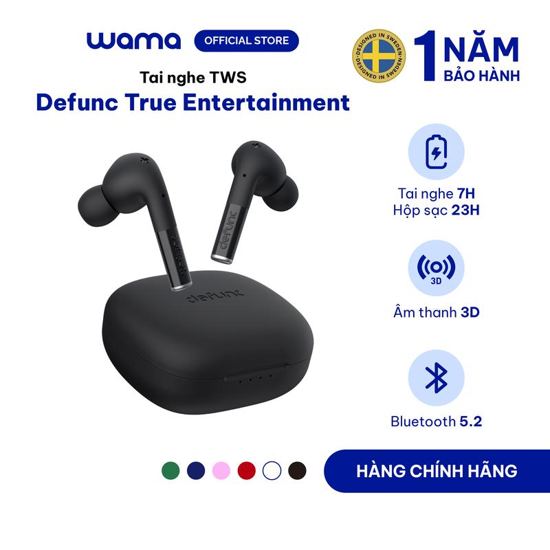 Defunc Tai nghe nhét tai không dây TWS True Entertainment thời nghe nhạc tối đa 23H - Âm thanh 3D - Bluetooth 5.2 - Hàng chính hãng - Bảo hành 1 năm,  Kem