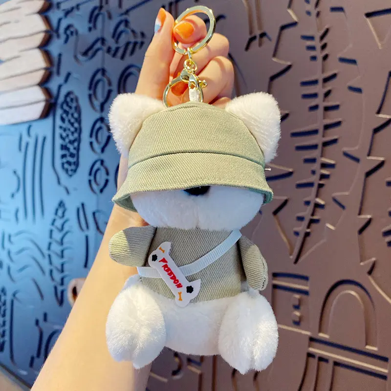 Móc khóa gấu bông đội mũ thời trang dễ thương, móc khóa cặp trẻ trung năng động chuẩn Hot trend Tik Tok 4
