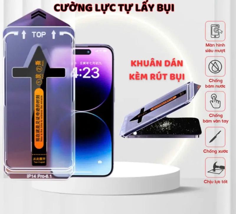 [CHỐNG NHÌN TRỘM] ( COMBO 2 KÍNH TẶNG 2 ỐP + 2 MÈO) Kính Cường Lực iphone kingkong tự hút bụi có kèm khung tự dán ,bảo vệ màng loa thế hệ mới, 11 12 13 14 15 16 Promax màn  hình Kem Phụ Kiện
