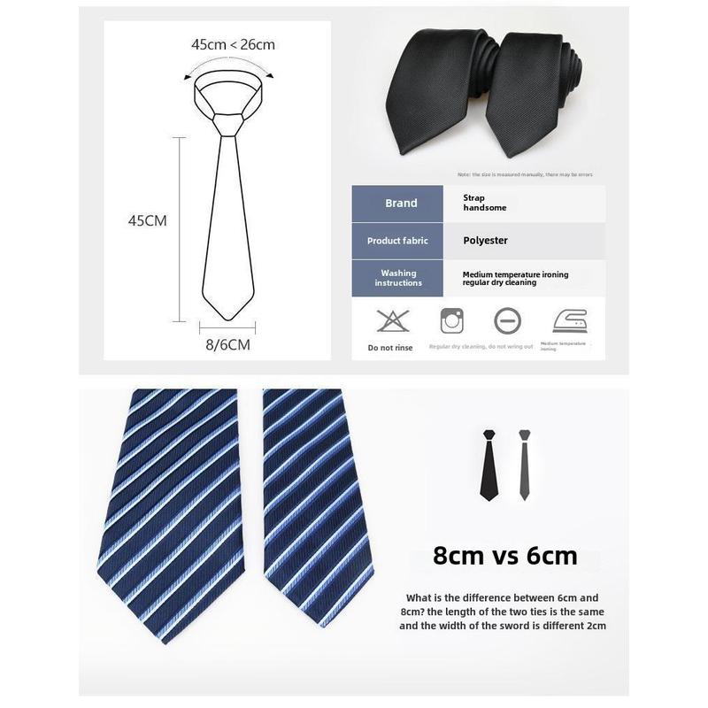 Cà Vạt Có Khóa Kéo Công Sở, Cà Vạt Nam, Trang Trọng, Màu Xanh Dương Sọc Đen Mỏng, Thích Hợp Cho Phụ Nữ Và Nam Giới, Phù Hợp Với Đám Cưới Chú Rể, Người Lười Biếng, Không Cần Đục Lỗ, Dễ Kéo 1