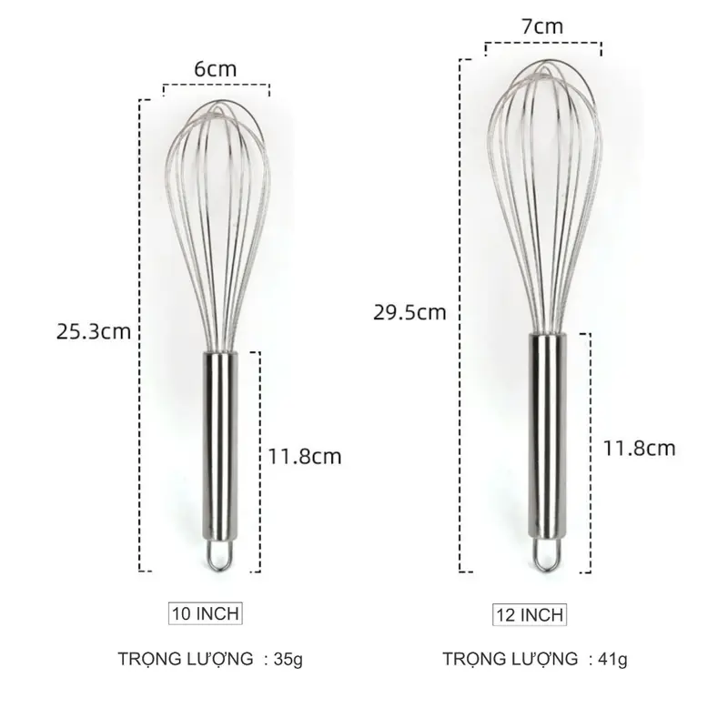 Phới đánh trứng bằng tay thép không gỉ đủ size - THE GARDEN 4