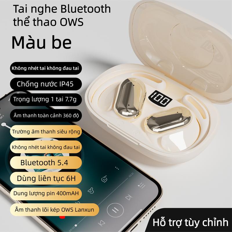 Tai nghe Bluetooth O2 Guanruida OWS, chống nước, giảm ồn, âm thanh 3D lập thể 6 chiều, bass căng, sử dụng 6H, nghe nhạc chơi game thể thao đàm thoại