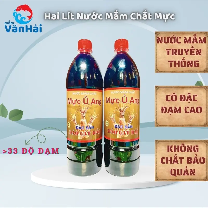Hai Chai Nước Mắm Chắt Cá Mực (2L)- Ủ 3 năm - Đặc sản đảo Cát Hải Nước Sốt Gia Vị Chua 1