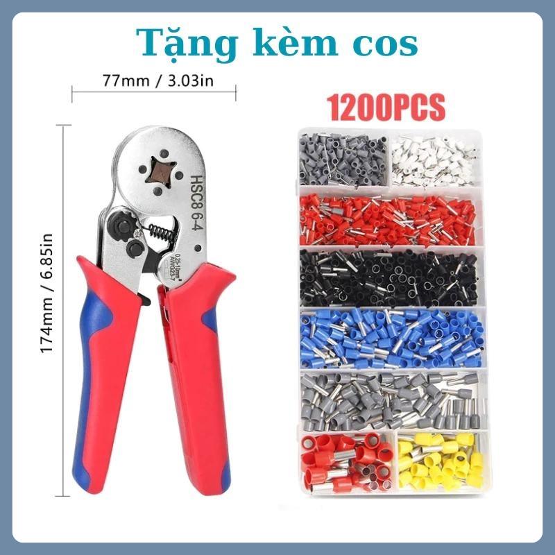 (fast ship)[Hàng Tốt] Kìm bấm cos vuông HSC8 6-4A tự điều chỉnh kèm hộp 1200 đầu cos đủ loại cos ống tròn cos pin