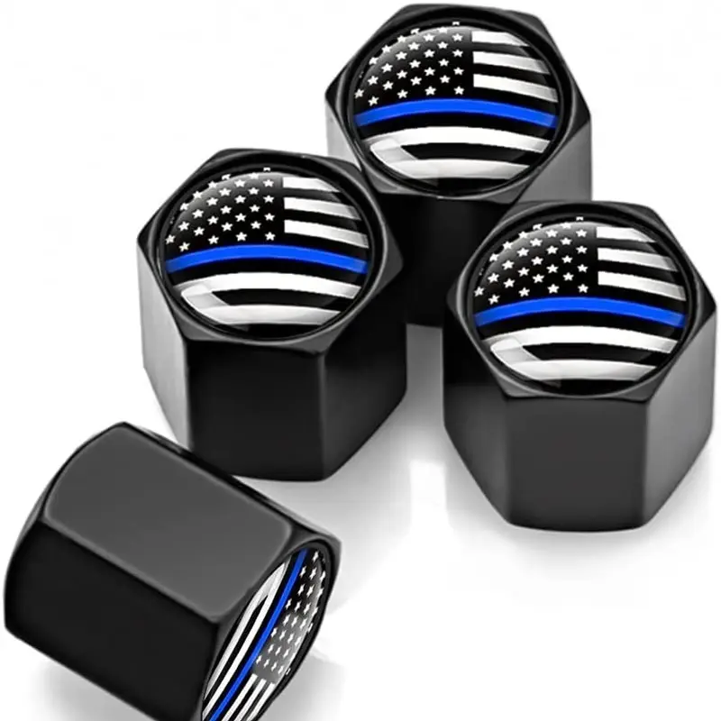 4-Pack American Flag Design Tire Valve Caps, Rustproof and Airtight, Suitable for Cars, Bicycles, Trucks, and Motorcycles -  Metal with Star-Spangled Pattern 6