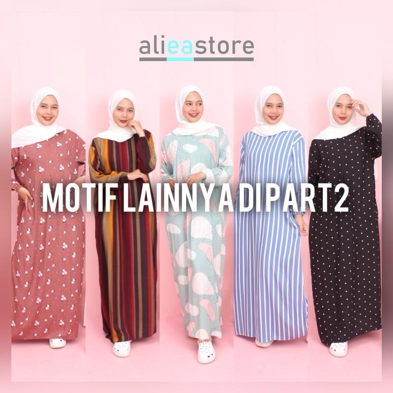 DASTER GAMIS BUSUI PB 135 RAYON ADEM MOTIF KEKINIAN Karet Muslim Nyaman Panjang Dress alur 2
