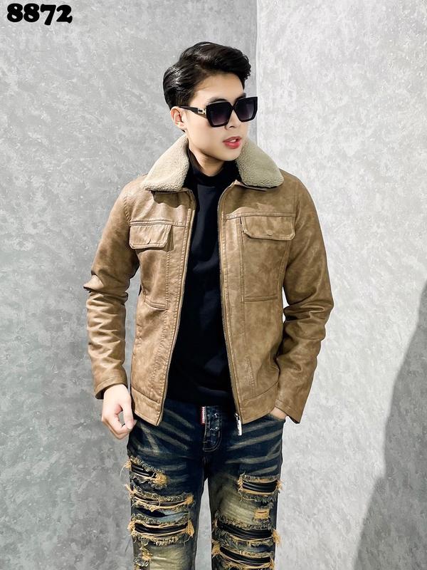 [DS4-8872] Áo khoác da cổ lông hàng QC dày đẹp [Đen,Ghi,Nâu-549742,549759,549735]] Nam Menswear