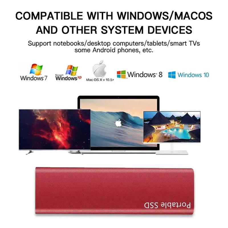 High Speed Portable SSD 1TB External Solid State Drive USB3.1 Type-C Interface Hard Drive Mass Storage Disk for Laptop/Mac/Phone 4