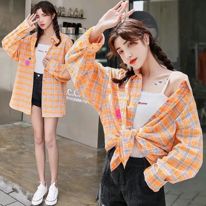 LUNE - Kemeja Smile Neon Kotak2 Import G Good D 593 1