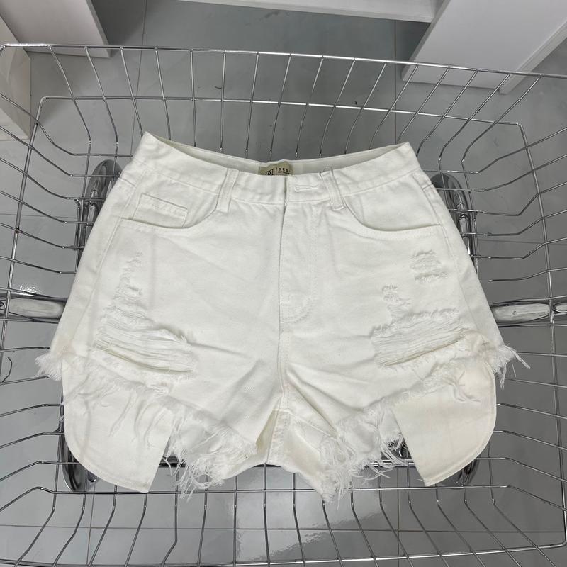 BG17 Quần Short Jean Bigsize Nữ , rách tua rua , lộ túi ,lưng cao , dài 28cm  Pants Women Đen