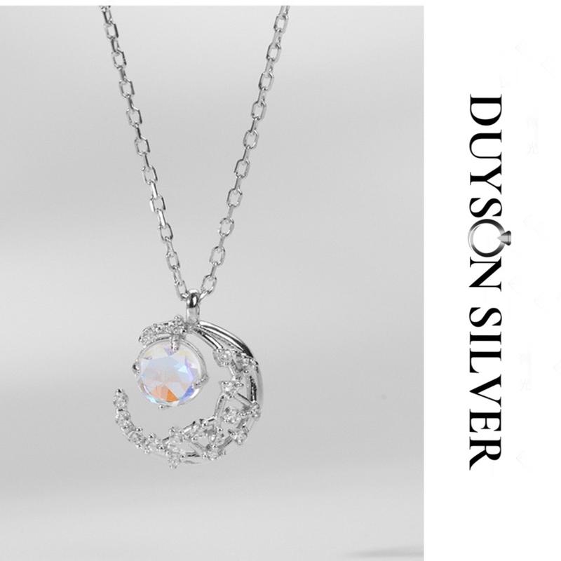 Dây chuyền bạc nữ DUYSON SILVER mặt trăng đá moonstone lấp lánh, vòng cổ bạc Ý 925 mạ vàng trắng cao cấp [DCXK34]