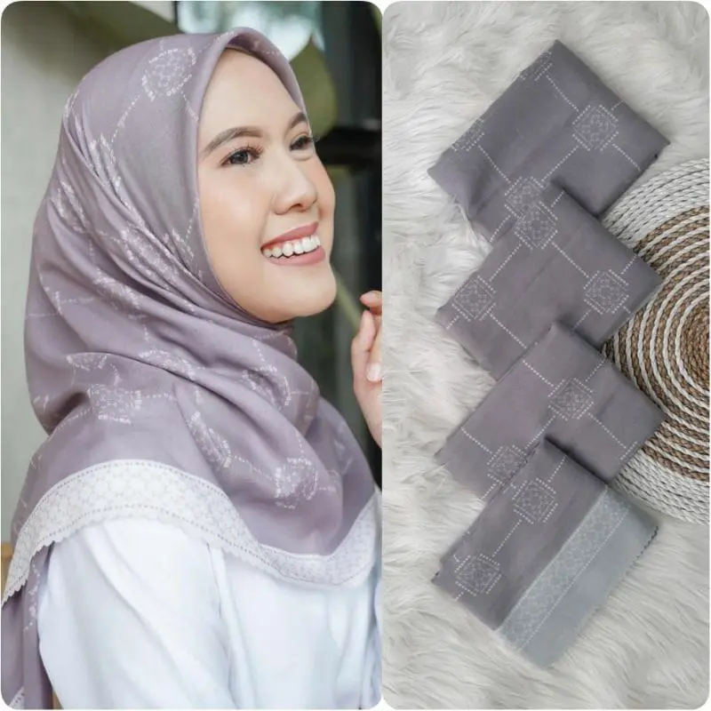 Hijab Voal Motif LUNA Series Kerudung  Segi  Empat  Square  Nyaman  Lembut 5