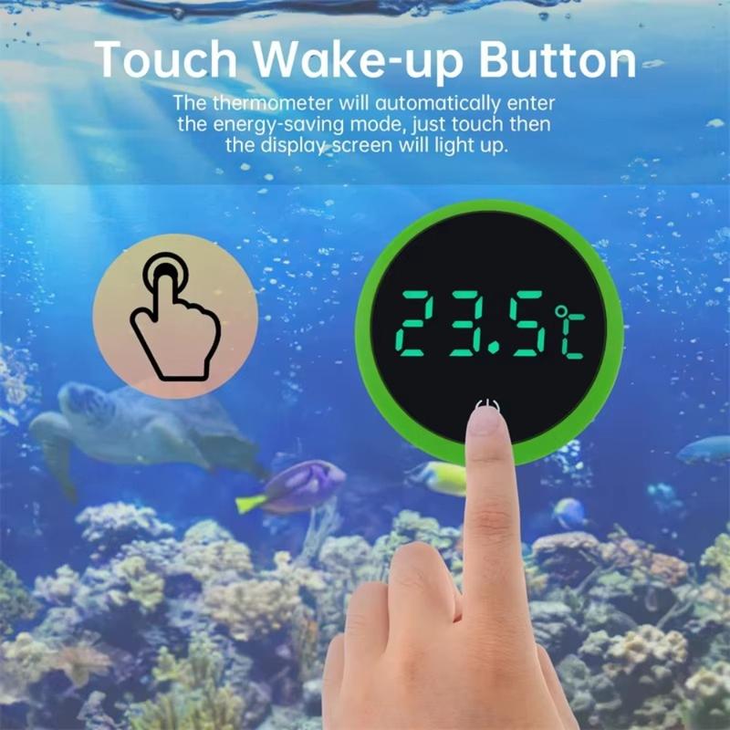 justzzs New Cordless Aquarium Thermometer Led Display Electronic Control Temp Meter Gauge Temperature Measurement Digital Thermometer Fish Tank Water 3