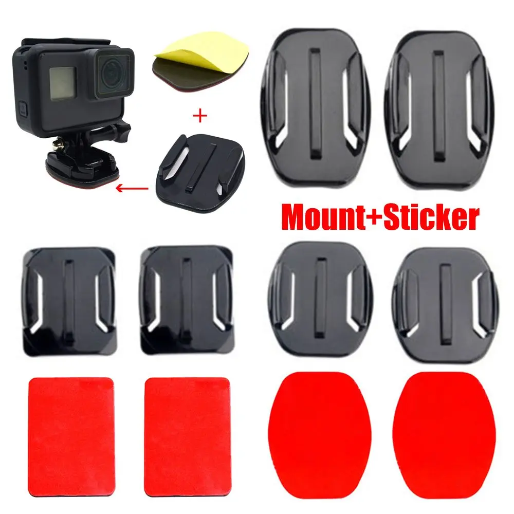 Giá Đỡ Camera Mũ Bảo Hiểm Ô Tô, Giá Đỡ Phẳng Và Cong, Tấm Lót Dính, Tương Thích Với GoPro Hero, Xiaomi Yi 4K