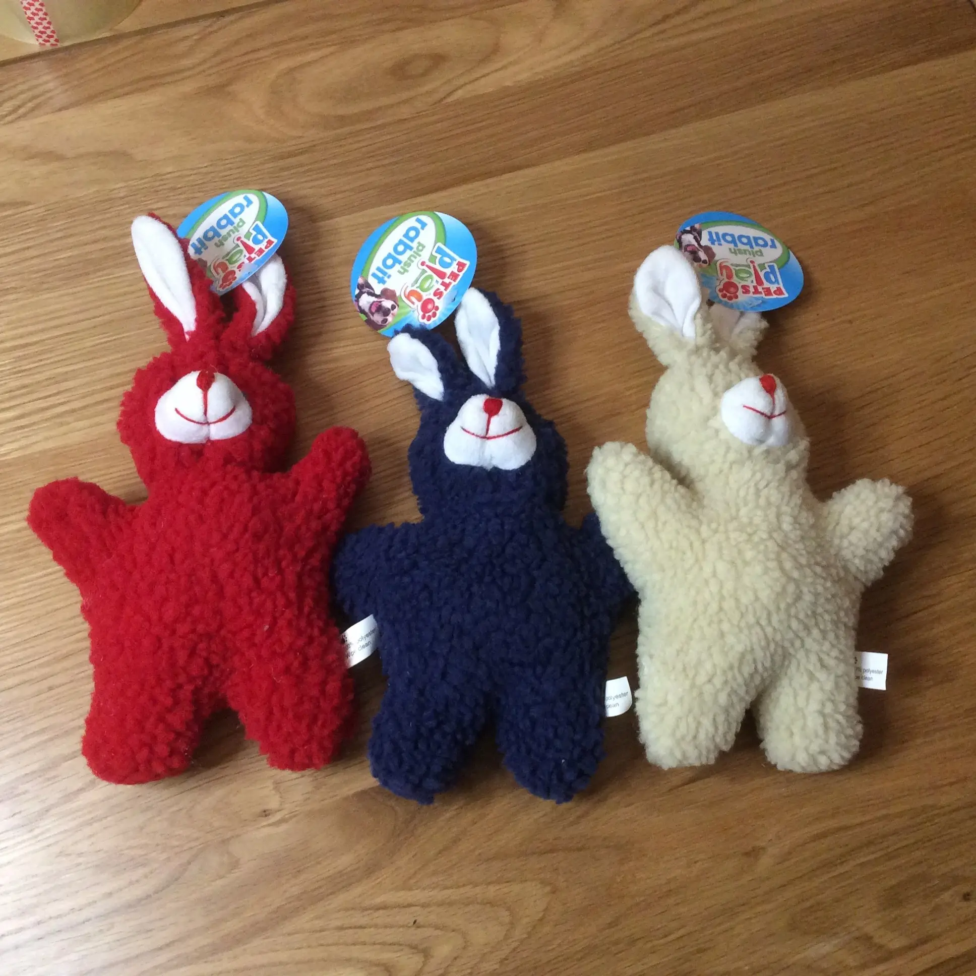 Pets Play Squeaky Woolly Rabbit Dog Toy Various Colours