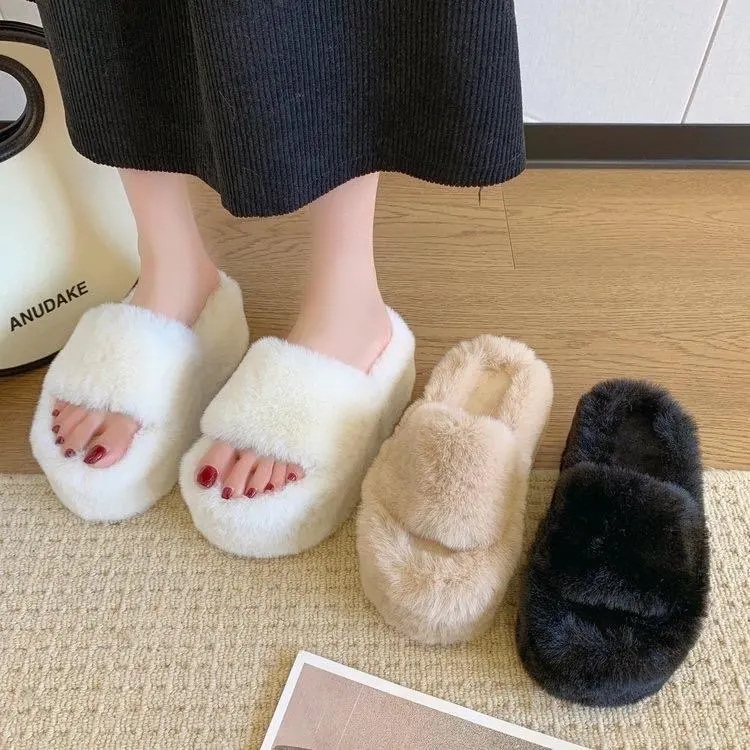 Dép lông trơn 7CM quai ngang DéP Nữ Slipper Women