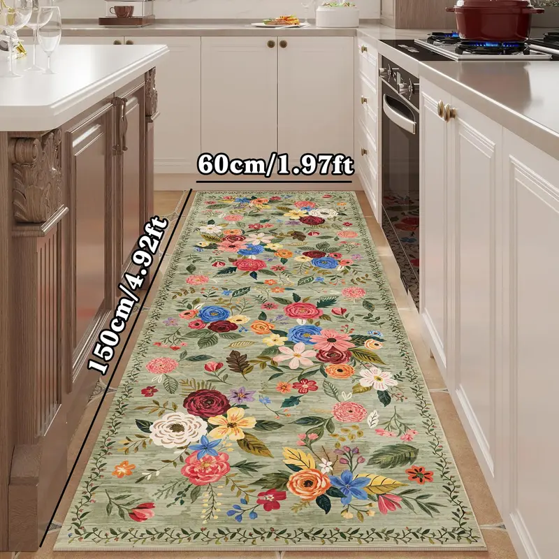 Floral Pattern Rug, 1 Count Non-slip Soft Floor Mat, Decorative Carpet for Home Living Room Bedroom Study Room, Home Decor 6