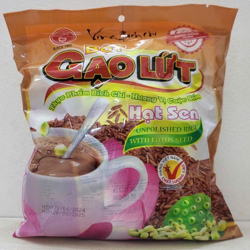 (Túi 300g – KHÔNG ĐƯỜNG) BỘT GẠO LỨT HẠT SEN (dùng ăn kiêng) BÍCH CHI (No Sugar) Unpolished Rice Powder Lotus Seed