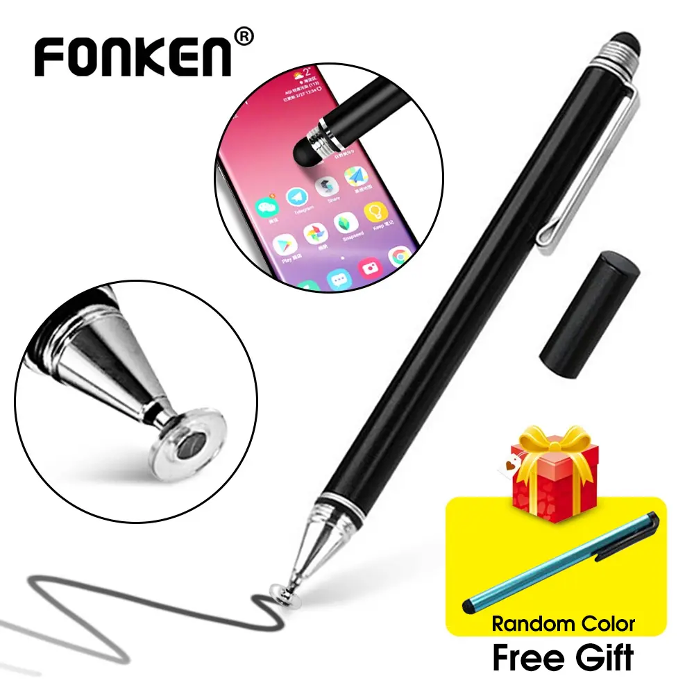 Fonken 2 in 1 Stylus pen Universal Clip Capacitive Pencil Touch Screen Stylus Pen For Android IPad Apple