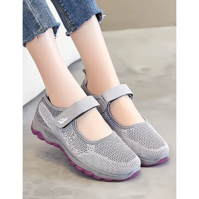 Sepatu Slip On Wanita Import Bahan Rajut Sport Shoes Kuliah Kerja Santai Size 36 - 41