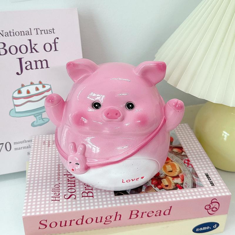 Heo đất, lợn đất tiết kiệm mẫu Heo đeo túi thỏ size NHỎ(mini) | cute làm quà tặng, trang trí, ống tiết kiệm tiền Tiệm Heo Soda