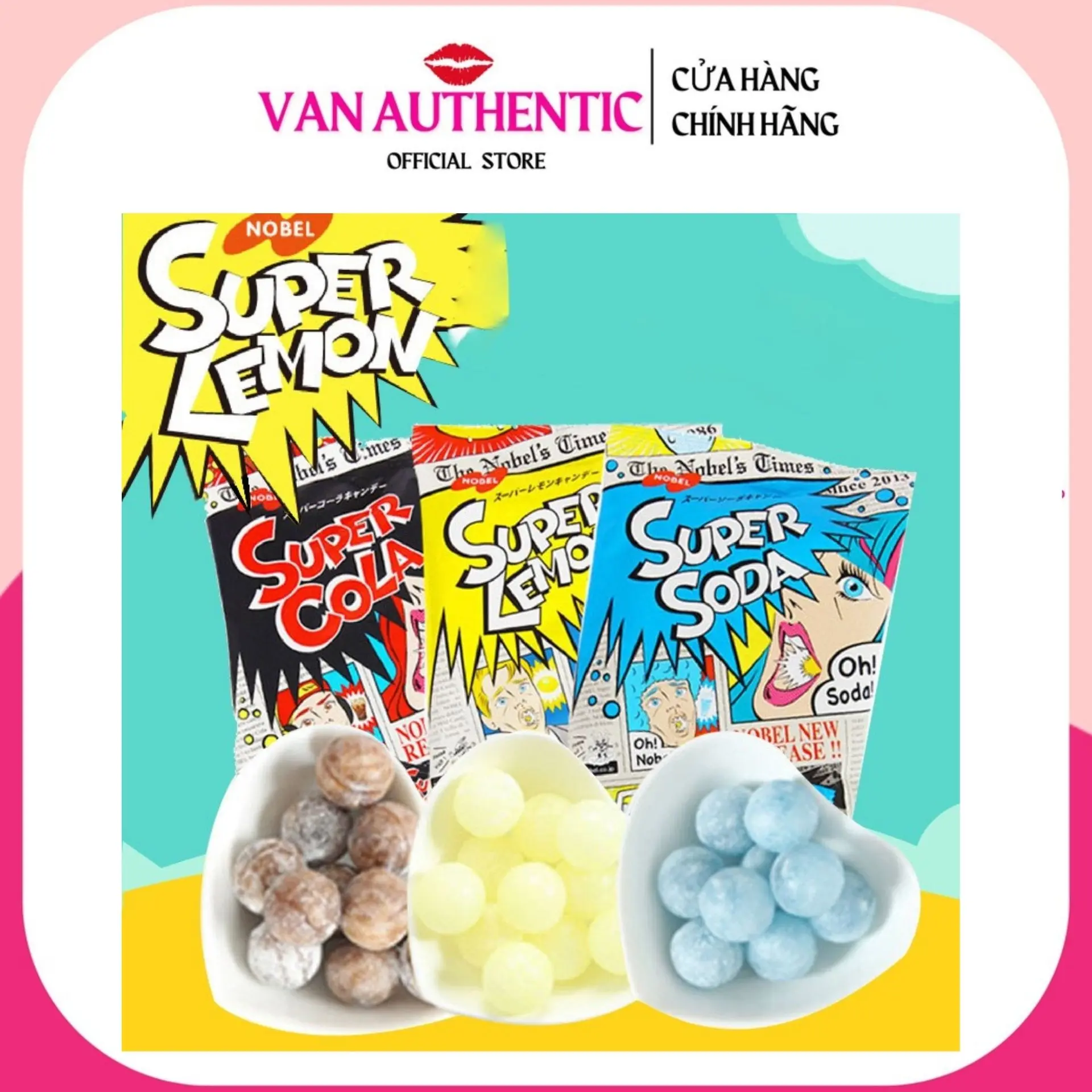 Kẹo Siêu Chua 3 Vị Super Cola - Super Soda - Super Lemon Nhật Bản