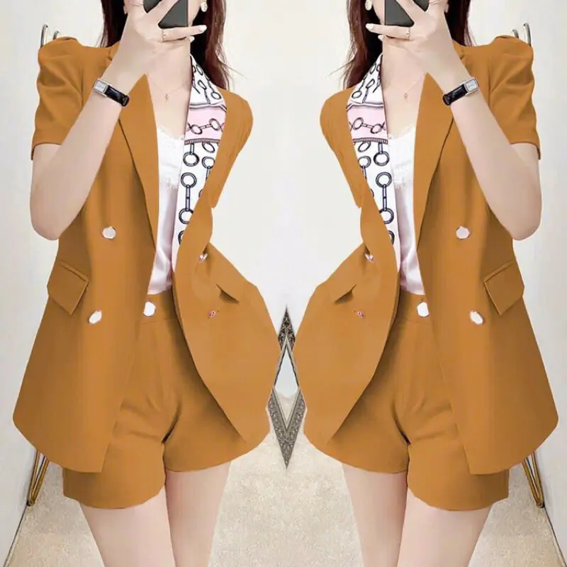 Set bộ vest short phối họa tiết cao cấp 2