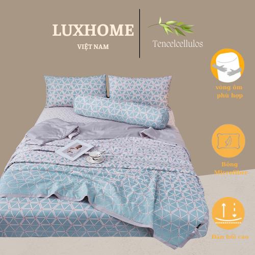 Bộ Chăn Ga Gối Lụa Tencel cellulose 5 Món Luxhome Mát Lạnh Mềm Mịn Kháng Khuẩn Tự Nhiên  thoáng khí Vietnam Thân thiện với làn da giặt máy làm mát dệt phẳng làm mát dệt phẳng super single & queen đồng tiền đỏ thoáng khí