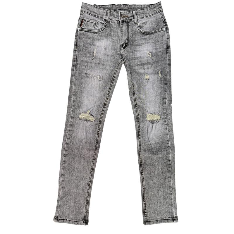 M-22: QUẦN JEANS NAM CAO CẤP XÁM TRẮNG RÁCH THỜI TRANG SLIM FORM Menswear Pants Có Túi