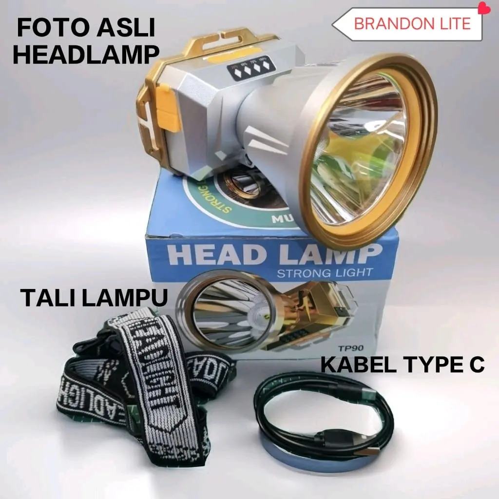 MOVTESS TP90Senter Kepala 300 WATT & LED Headlamp Super Terang Outdoor Anti Air Waterproof Zoom Sensor Gerak