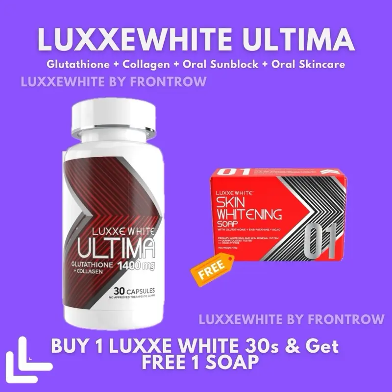 luxxe white ultima glutathione collagen LUXXE WHITE ULTIMA 60s 30s 1400MG GLUTATHIONE WITH COLLAGEN AND NIACINAMIDE  FRONTROW PAMPAPUTI main image 1