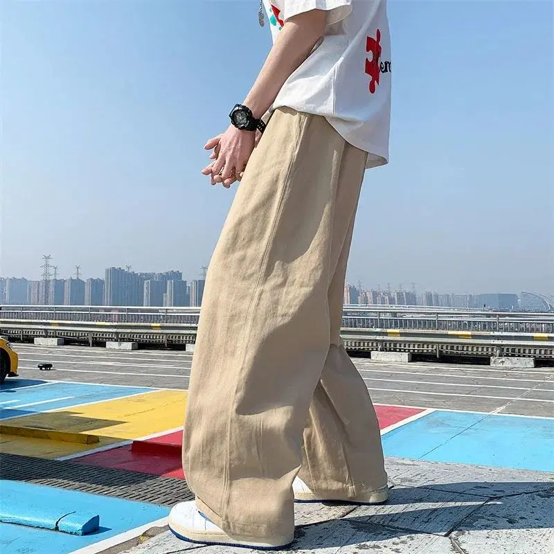 Quần Boy Phố, Phong Cách Nhật Bản, Thời Trang Đường Phố Cao Cấp, Ins Draping, Quần Yếm Kaki, Dáng Rộng Vừa Vặn, Cắt Thẳng, Thích Hợp Cho Nam Giới, Bánh Ván Trượt Lau Nhà, 0