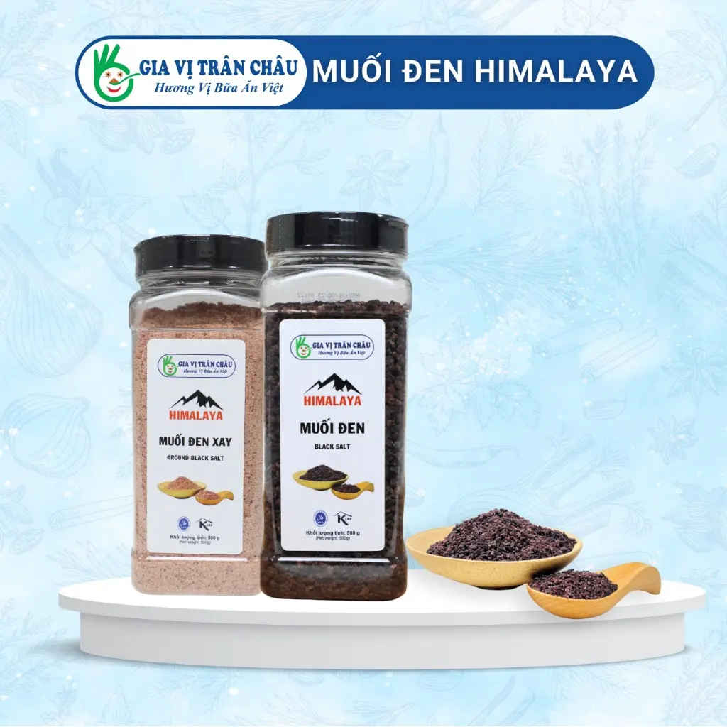Muối Đen Gia Vị Trân Châu xuất xứ Himalaya Tự nhiên dùng cho nấu ăn, dạng hạt nguyên, dạng xay nhuyễn Topping