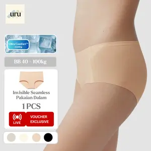 URU [1PCS] CD Mentega Seamless Celana dalam wanita Bahan Nylon Elastis Jumbo Lapisan katun murni