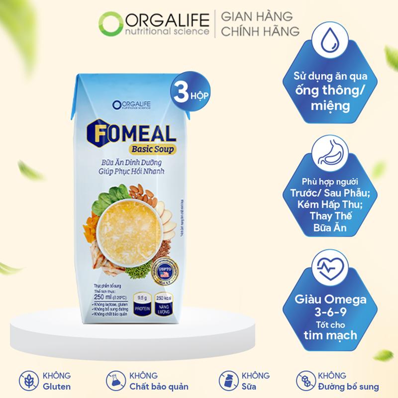 Lốc 3 hộp thực phẩm dinh dưỡng cân bằng Fomeal Basic Soup 250ml/hộp - bữa ăn thay thế, nâng cao sức khỏe người bệnh